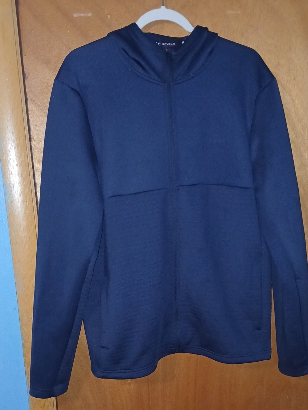 Men's Spyder Navy Zip Hooded Quikted Fkeece Zipup Sweatshirt Sz: M
